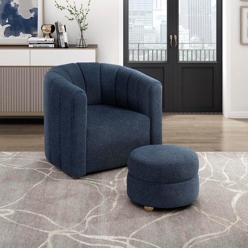 Blue boucle swivel accent - boucle,