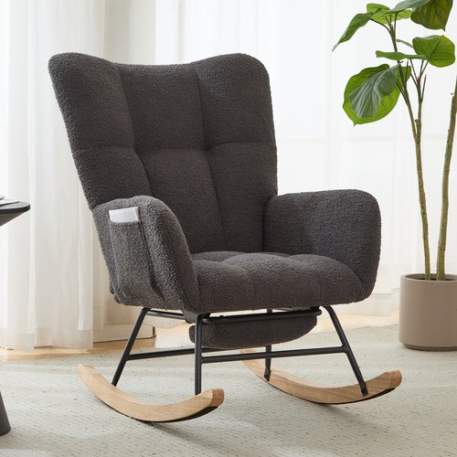 Teddy fabric wingback glider - teddy,