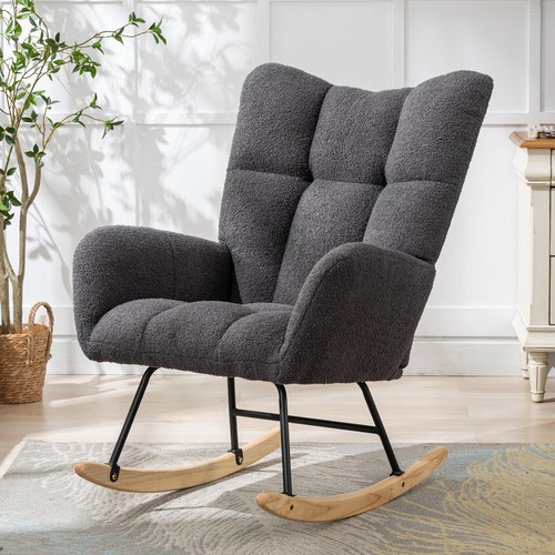 Teddy fabric wingback glider - teddy,